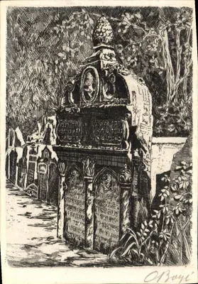 Tumba do rabino Lev (1609) — gravura assinada por O. Boyi — n° 3613