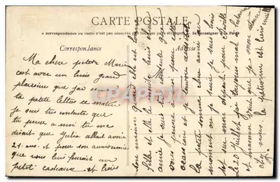 Normandie — Meine erste Bonnet — Antike Ansichtskarte, Caen — Rückseite