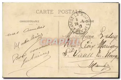 Pejzaż normandzki — dwoje dzieci obok kwitnącego drzewa — La Normandie Illustrée — Rewers