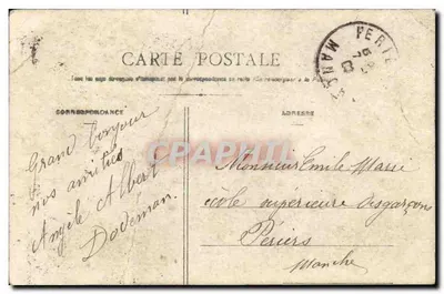 Homme à moustache — scène de jardin avec fleurs et symboles de bonheur — éditeur Paris, n° 493 — Verso