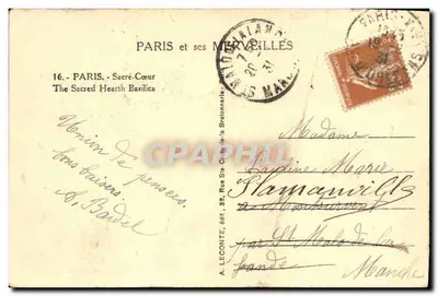 Paris - Sacré-Cœur - Nhà thờ Sacré-Cœur — nhà xuất bản A. Leconte, số 16 — Mặt sau