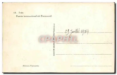 Irun — Ponte internacional de ferrovia — Edição Valverde — Verso