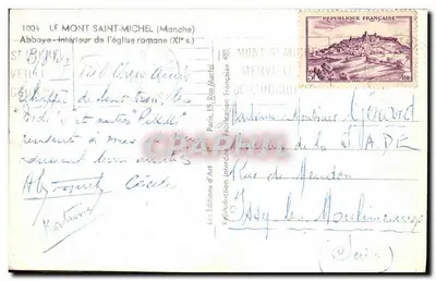Monte San Miguel — Interior de la iglesia románica (siglo XI) — Les Éditions d'Art — Reverso