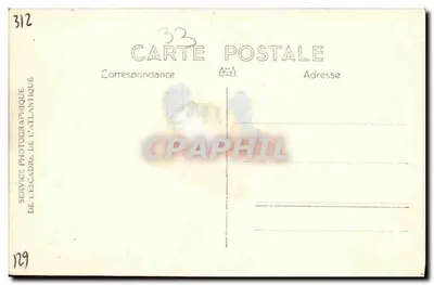 Statek wojenny — port w Brest — Service Photographique de l'Escadre de l'Atlantique — Rewers