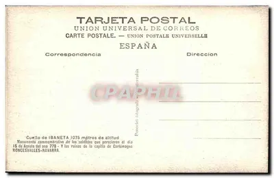 Cuello de Ibaneta — Monumento comemorativo dos soldados mortos em 15 de agosto de 1778 — Poncelet — Verso