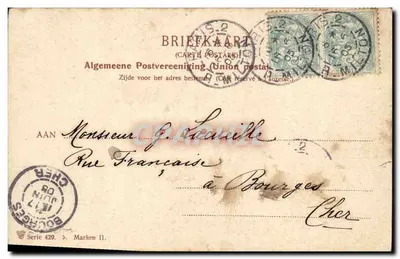Mulheres e criança diante de uma casa de madeira — editor Algemeene Postvereeniging, série 429 — Verso