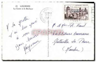 Lourdes — Die Höhle und die Basilika — Edition P. Doucet, 8, place Peyraire, Lourdes — Rückseite