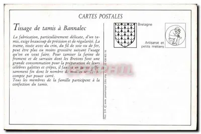 Tissagem de tamis e de cribles em uma família de Bannalec — Série das Indústrias Bretãs, n° 1360 — Verso