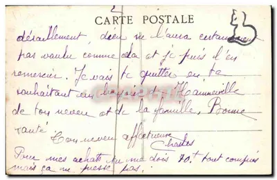 Un hombre anciano en Goubey — La Normandía pintoresca — editor St-Pierre-Église, n° V — Reverso