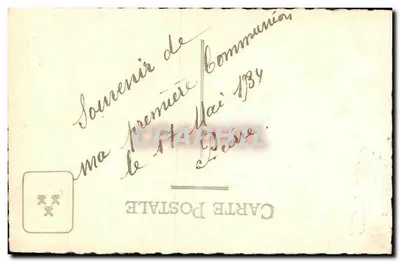 Crianças — Primeira Comunhão — Carta postal — Verso