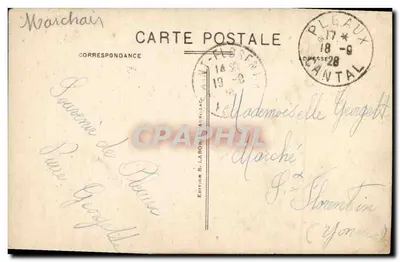 Cachoeira de Niérevèze perto de Thieza — O Cantal pitoresco — Editor B. Labornaurillas, n° 242 — Verso