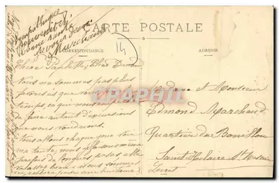 Gauloiserie Normanda — caricatura de camponês e casal abraçado — George Léon — Verso