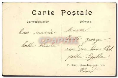Altes Paris - Montmartre (18. Jahrhundert) — Ehemaliger Jagdtermin von Henri IV im Park der Belle Gabrielle, Rue Cortot — F. Fleury, Foto-Druck-Verlag, Paris — Rückseite