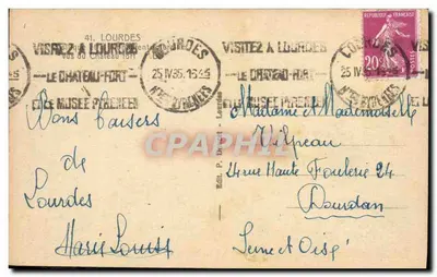 Lourdes — Het Kasteel-Fort en het Pireneenmuseum — Ed. P. Douces — Achterkant