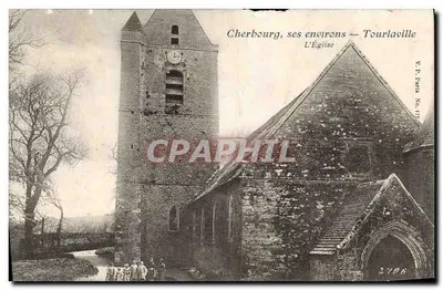 Bilhete postal antigo Cherbourg e seus arredores Tourlaville a Igreja Crianças