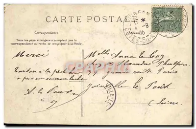 Na Bretanha — As primeiras becquées — Coleção Villaret, Quimper, n° 1631 — Verso