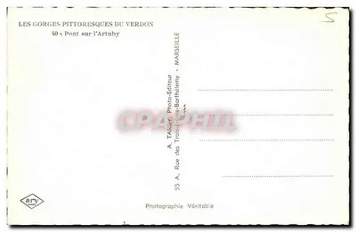 Most nad Artubą — Piękne wąwozy Verdonu — A. TARDY, Marsylia — Rewers