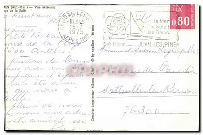 Luchtfoto van Juan-les-Pins — Alpes-Maritimes — uitgever 'C.M.' n° 38-000 — Achterkant