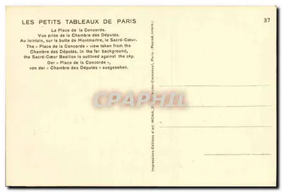 Paris — A Praça da Concórdia — Vista tirada da Câmara dos Deputados — Verso