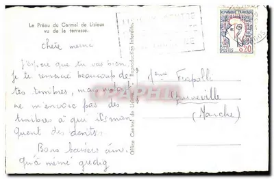 Preau karmelitów w Lisieux — widok z tarasu — Office Central de Lisieux — Rewers