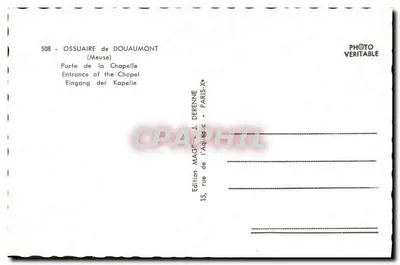 Drzwi kaplicy Ossuaire de Douaumont — wydawca J. DÉRENNE, nr 508 — Rewers