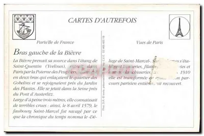 Bras gauche de la Bièvre à l'Île des Singes — Quartier des Gobelins — Éditeur G. Guillou, n° 203 — Verso