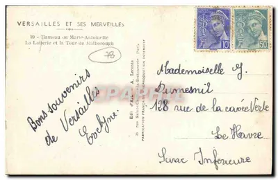 A Lattérie e a Torre de Malborough — Versalhes — Editor A. Leconte — Verso