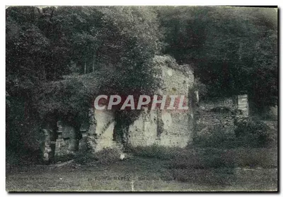 Bilhete postal antigo Floresta de Marly Ruínas do castelo