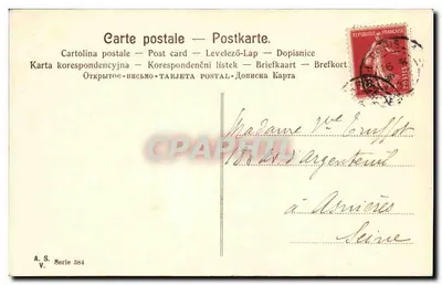 Sanie ciągnięte przez ptaki — Wesołych Świąt 1908 — A.S. Seria 384 — Rewers