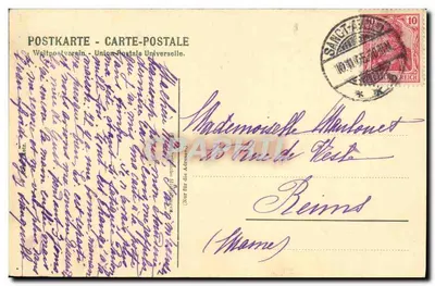 Tarjeta postal antigua Saludo desde Lituania Mujeres Folklore — Reverso