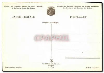 Stara pocztówka Albert 1er Elisabeth Belgia — Rewers