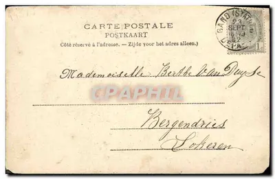 Sa Majesté la Reine des Belges — portrait en noir et blanc — éditeur 'M. A. M.' — Verso