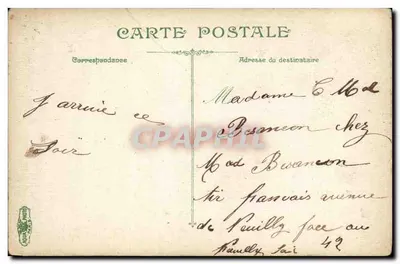 Bilhete postal antigo Ao sair de Igny — Verso