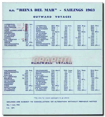 s.s. Reina del Mar — PRZELOTY 1963 — Pacific Line — Rewers