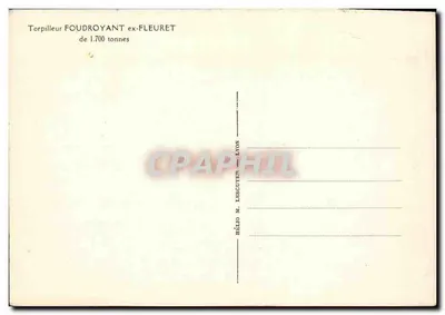 Stara pocztówka Statek Torpilera Ex Fleuret — Rewers