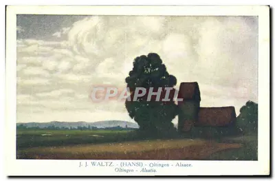 Oltlingen - Alsácia — paisagem com árvore e casa — J. J. Waltz (Hansi)