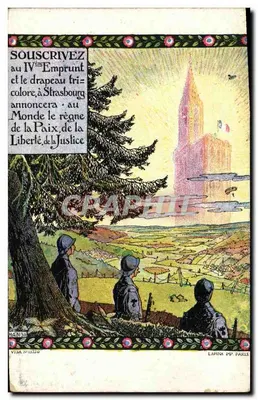Bilhete postal antigo Fantasia Hansi Waltz Militaria Strasbourg