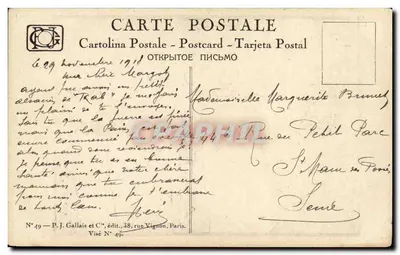 Bilhete postal antigo Fantasia Hansi Yerri — Verso