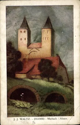 Bilhete postal antigo Fantasia Waltz Hansi Alsace Murbach