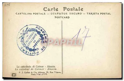 Bilhete postal antigo Fantasia Waltz Hansi A Catedral de Colmar Alsace — Verso