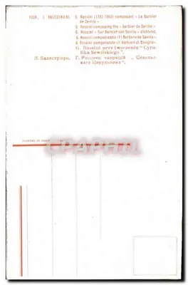 G. Rossini (1792-1868) komponujący «Barbiera z Seville» — wydawca nieznany, nr 1239 — Rewers