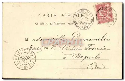 Dois crianças em um ponte de madeira — cena da carta postal n°2 'O Direito de Passagem' — editor C. Dufour — Verso