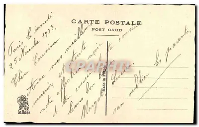 Baby Bonnet — Subject: blue bonnet decorated with lace and ribbon — publisher LaRose — Back