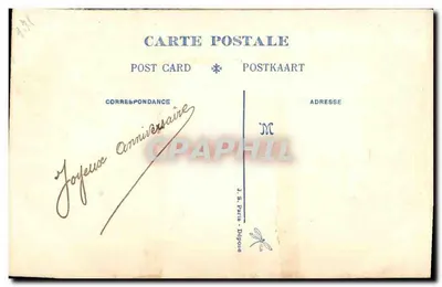 Aniversário — carta postal bordada — J. S. Paris - Dépôsee — Verso