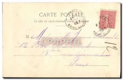 Dois dançarinos em traje da época — Le Menuet — Fototipo A. Bergeret & Cie, Nancy — Verso