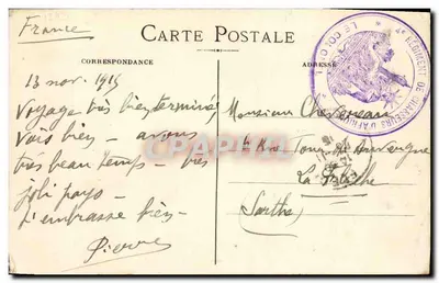 Bitwa morska w Adriatyku — "DIDEROT" Statek-Flagowy 1. Eskadry strzela na krążownik austriacki "ZENTA" tonie przed Antivari (16 sierpnia 1914) — H. Germaud et Cie, 34, Rue Mazenod, Marseille — Rewers