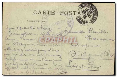 LYON — Il Ponte Galliéni, il molo Gailleton e la collina di Fourvière — Carrier, editore modello depositato — Verso
