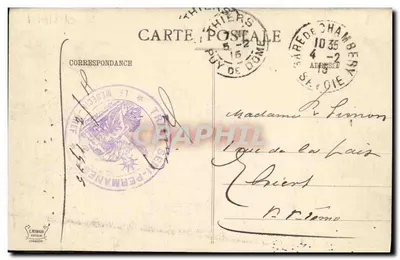 AIX-LES-BAINS - Place Carnot — widok placu z karetami i budynkami — wydawca E. Renard, n° 2936 — Rewers