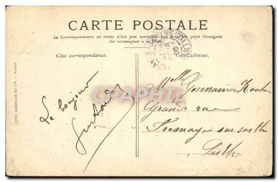 S.M. Alfonso XIII aan de Halles. Het officiële kortege — Geschonken door de Maison Beaufls & Cie. — Uitgever Kossuth — Achterkant