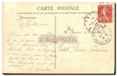 Stara pocztówka Paryż 12 15 lipca 1910 SM Elisabeth królowa Belgii SM Albert I król Belgii — Rewers